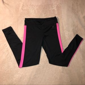 Black Leggings with Pink Side Panels